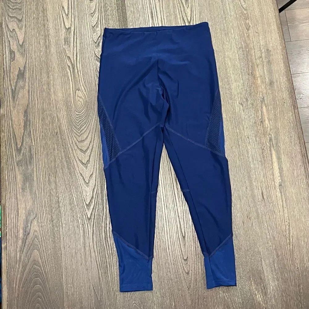 Bally Total Fitness Leggings Cropped High Rise Fitted Stretch Blue Large